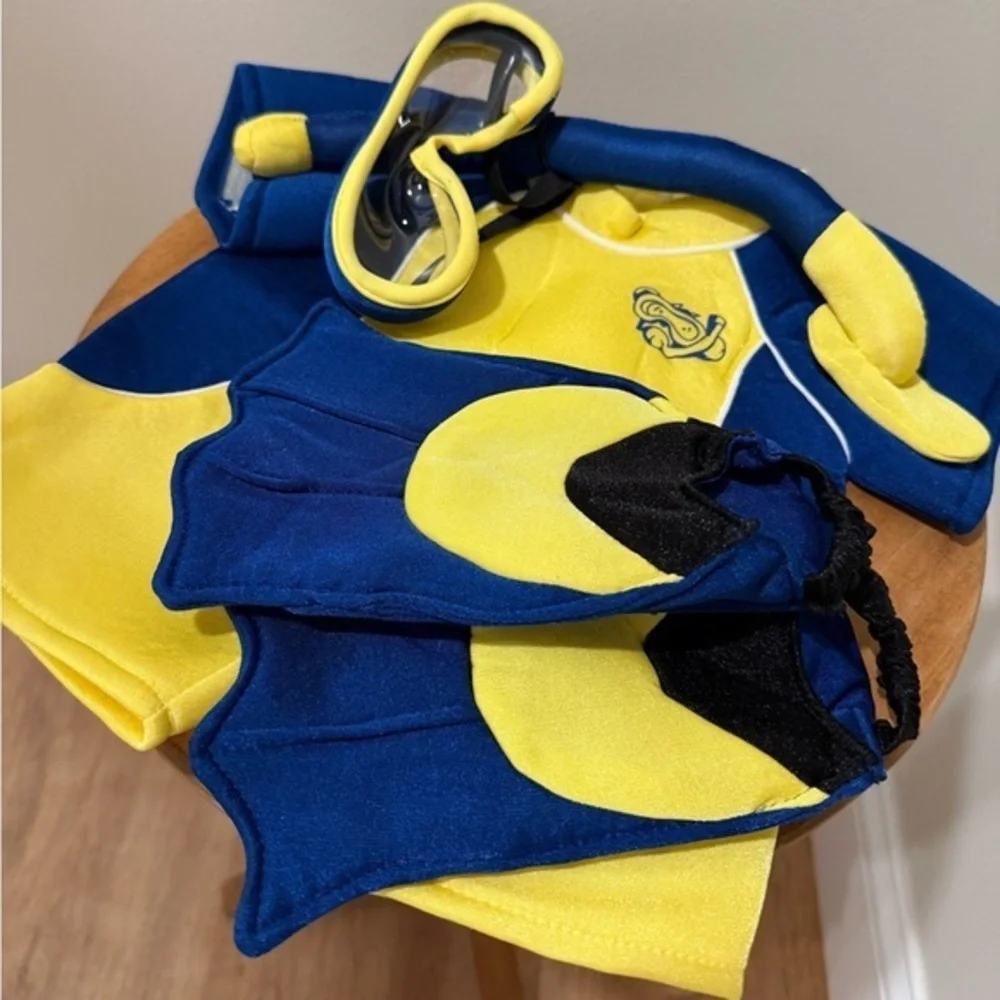 Build-A-Bear Workshop Teddy Bear Scuba Outfit In Blue & Yellow